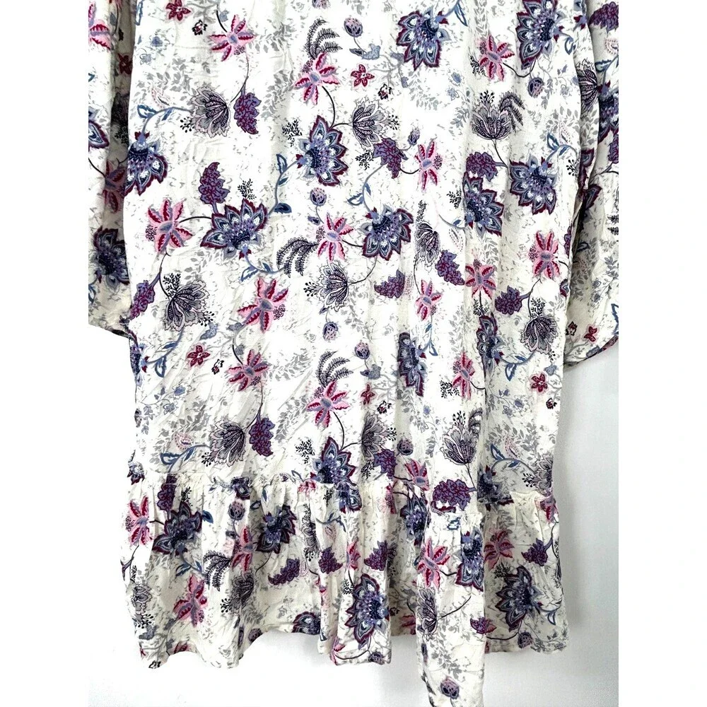 Maurices Womens Floral Cream Open Front Lightweight Cardigan Kimono Sz L 1335U2 - Picture 9 of 12